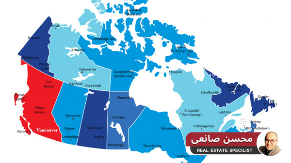 موقعیت ونکوور روی نقشه کانادا